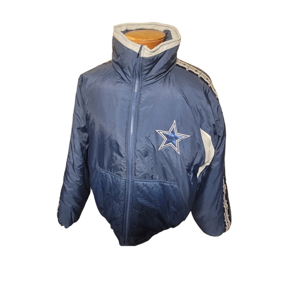 Vintage Game Day Dallas Cowboys Puffer Jacket Size Large Blue